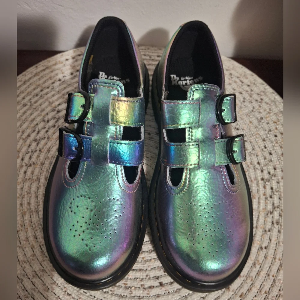 Dr Martens 8065 Kids Iridescent Mary Jane Shoes - Size 2.